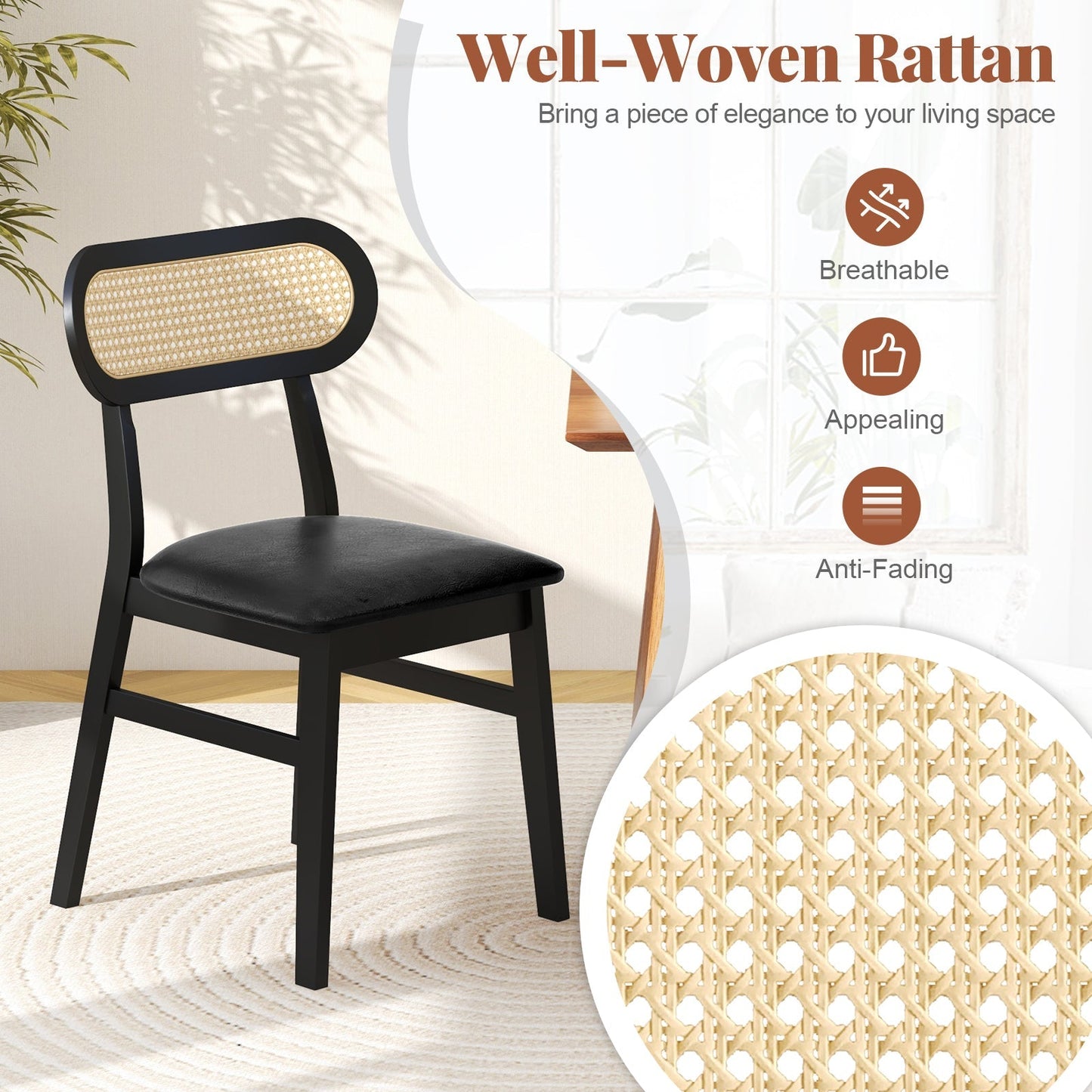 Set Of 2 Mid Century Wood Dining Chairs