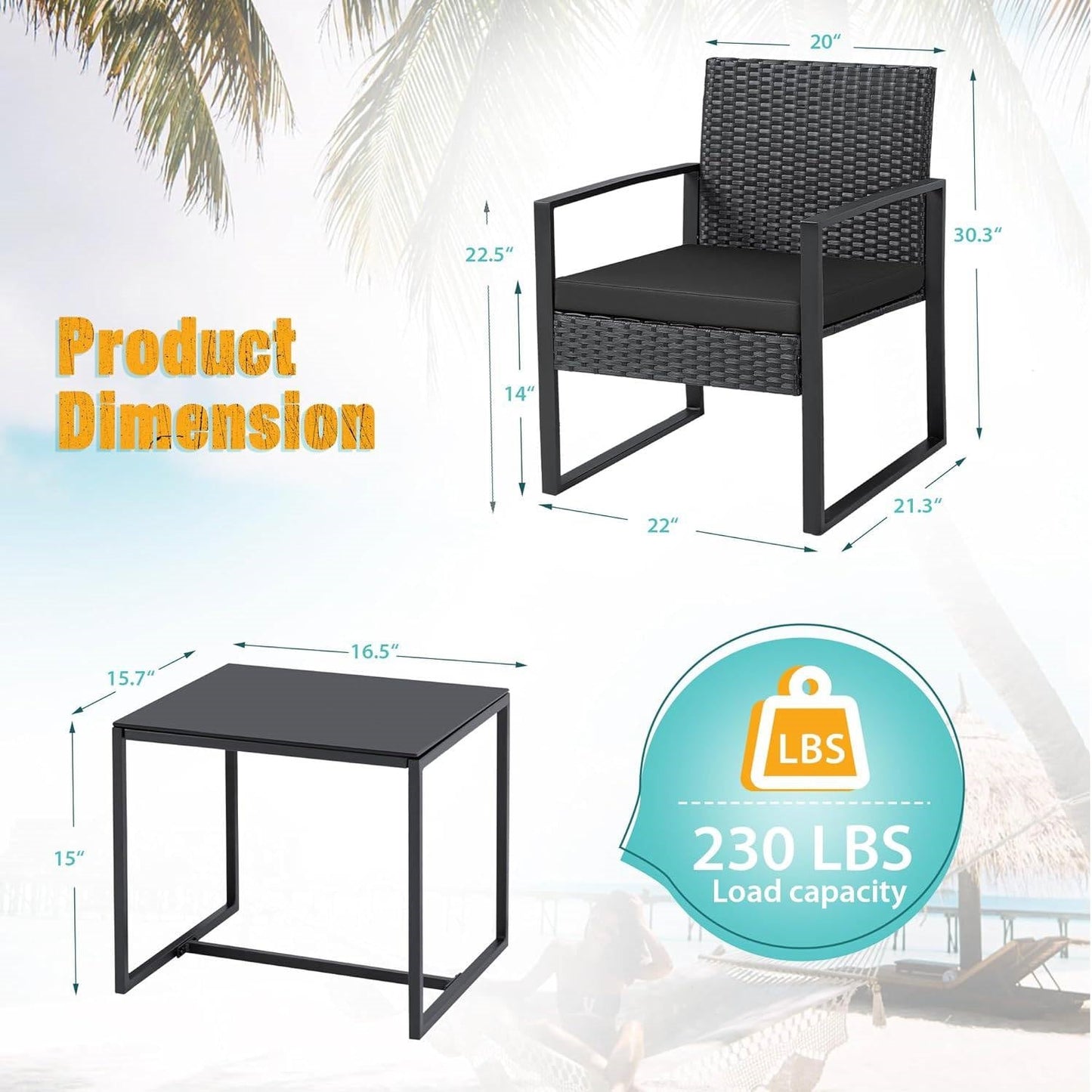 Outdoor 3-Piece Patio Furniture Set