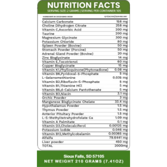 PRE-ORDER Holistic Total Body Support — Daily Multivitamin & Pasture-Raised Glandular Blend for Dogs & Cats