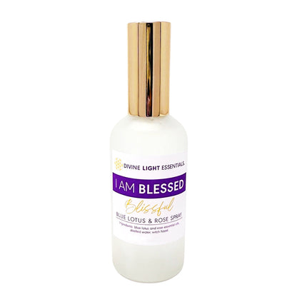I Am Blessed Trio Set - Blue Lotus and Rose Flower Elixir - Roller Bottle, Drops and Body Spray