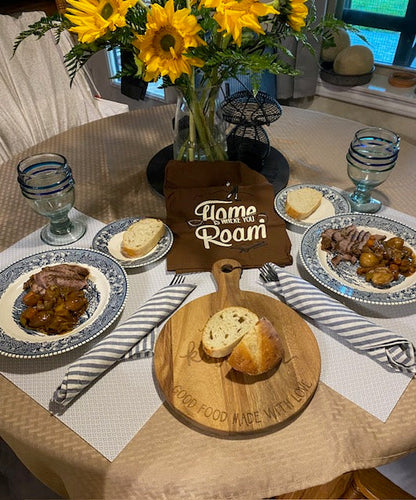 Mom's Kitchen Engraved Wooden Cutting Board - Vintage Style Round Serving Platter
