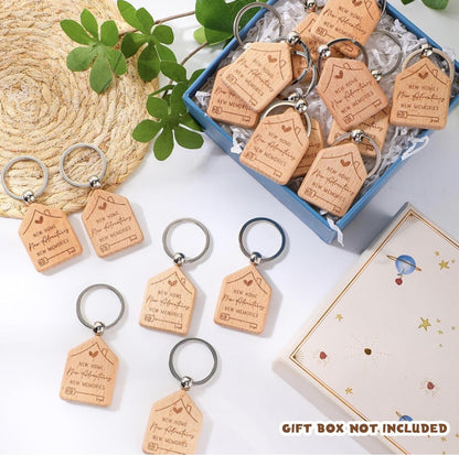 New Home Wooden House Keychain Bulk 20pc Realtor Closing Gift