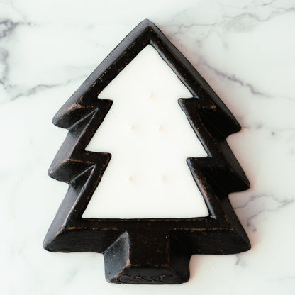 Black Pottery Tree Bowl Candle - Christmas Hearth