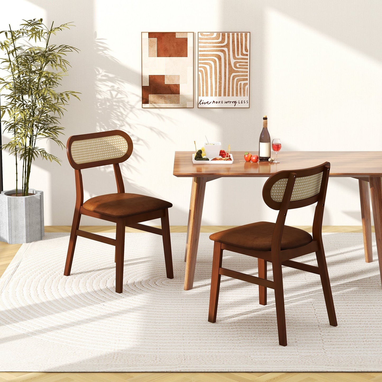 Set Of 2 Mid Century Wood Dining Chairs