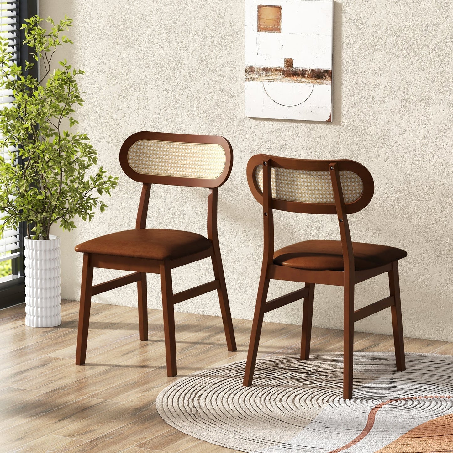 Set Of 2 Mid Century Wood Dining Chairs