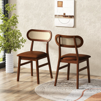 Set Of 2 Mid Century Wood Dining Chairs
