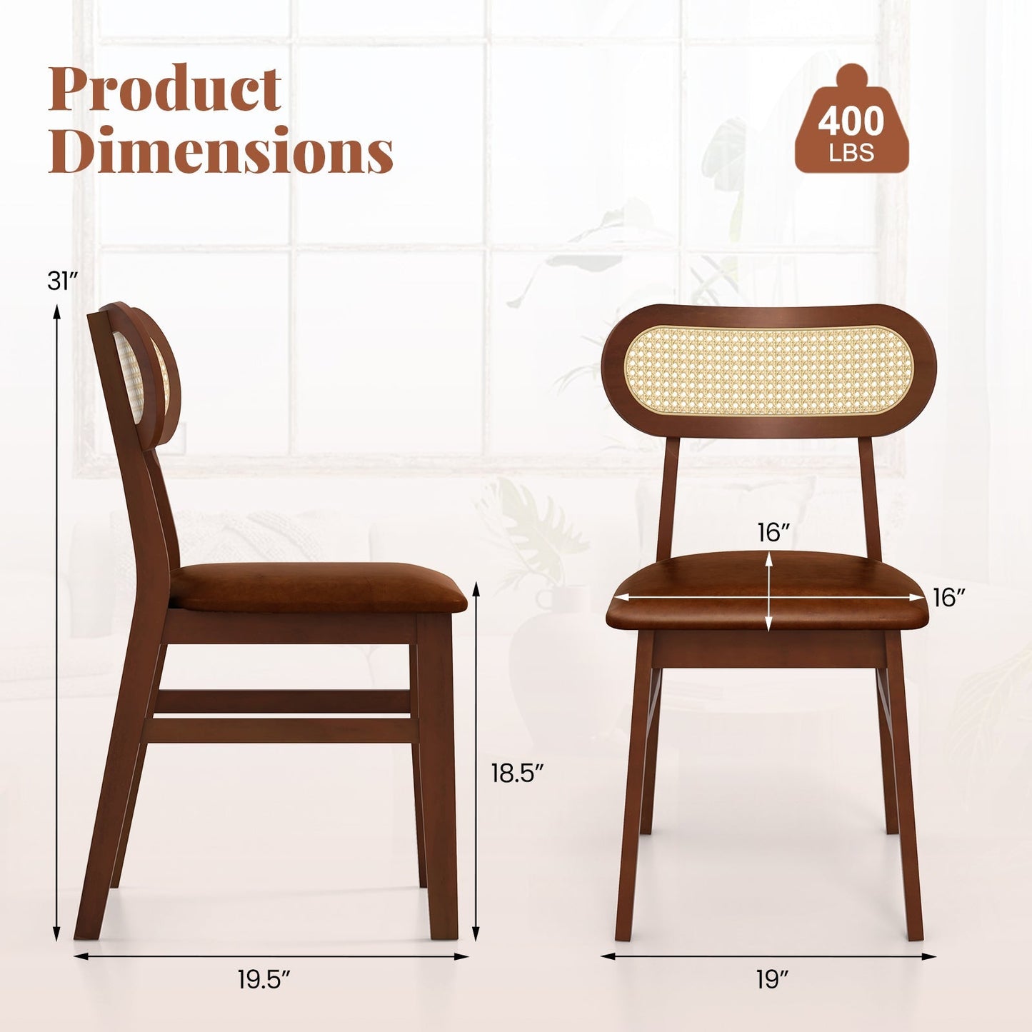 Set Of 2 Mid Century Wood Dining Chairs