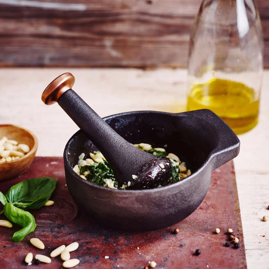 Enameled Cast Iron Mortar & Pestle Set, 2-Cup