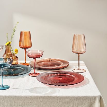 Tonal Ribbed Glass Plate, Set of 6