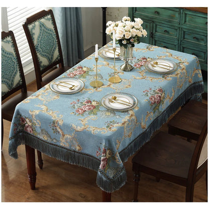 Northern European-Style Tablecloth Cotton and Linen with Tassel Lace
