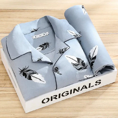 Men's Pajamas Cotton Long sleeve Trousers Two-piece Set