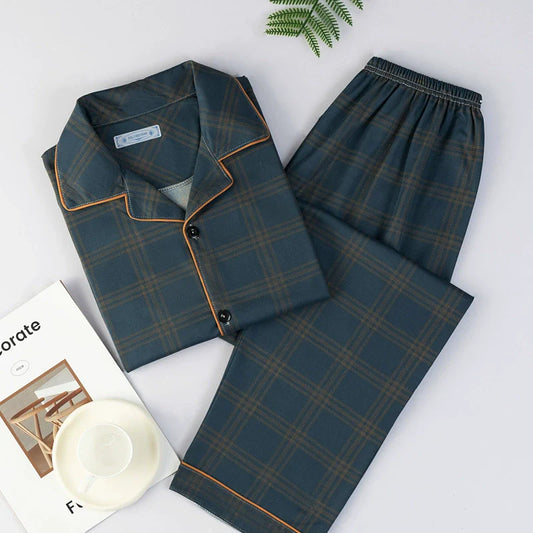 Men's Pajamas Cotton Long sleeve Trousers Two-piece Set