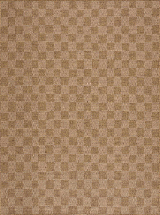 Kuval Checkered Brown Outdoor Rug