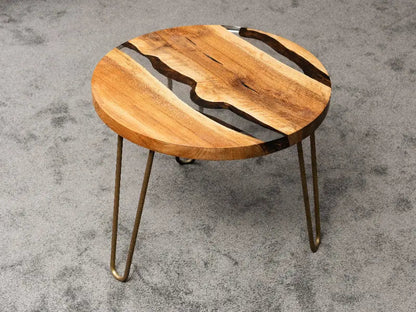 Round Side - End - Accent Table with Straight Edge | Voronoi