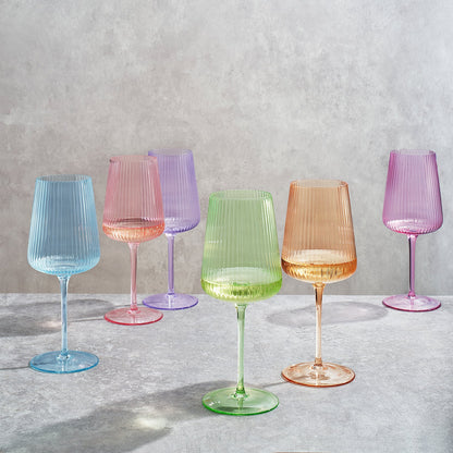 Monet Ribbed Stemmed Wine Glassware, Set of 6