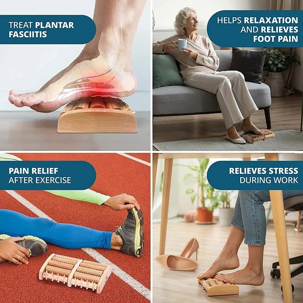 Wooden ten row large roller foot massager for hand massage  foot massager Relieves Fatigue