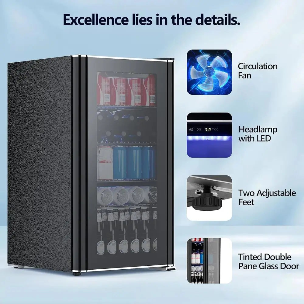 Compact 26-Bottle Wine Cooler & 130-Can Beverage Fridge with 40-61°F