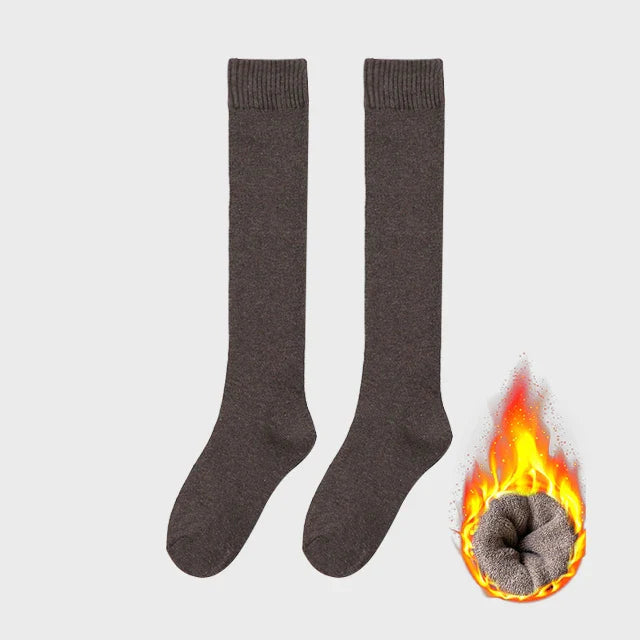 Women's Winter Warm Long Stockings Thick Thermal Cotton Terry Solid Breathable Knee High Socks