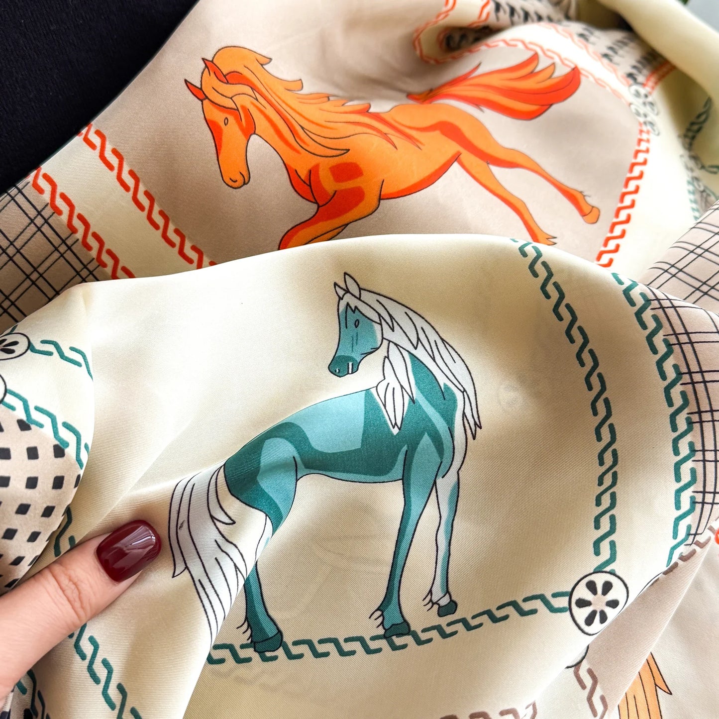 Women's 180x90cm Silk Scarf Luxury Soft Smooth Long Shawl Wrap Turban Fashion Accessory for Outdoor Beach Sunscreen