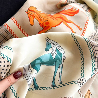 Women's 180x90cm Silk Scarf Luxury Soft Smooth Long Shawl Wrap Turban Fashion Accessory for Outdoor Beach Sunscreen