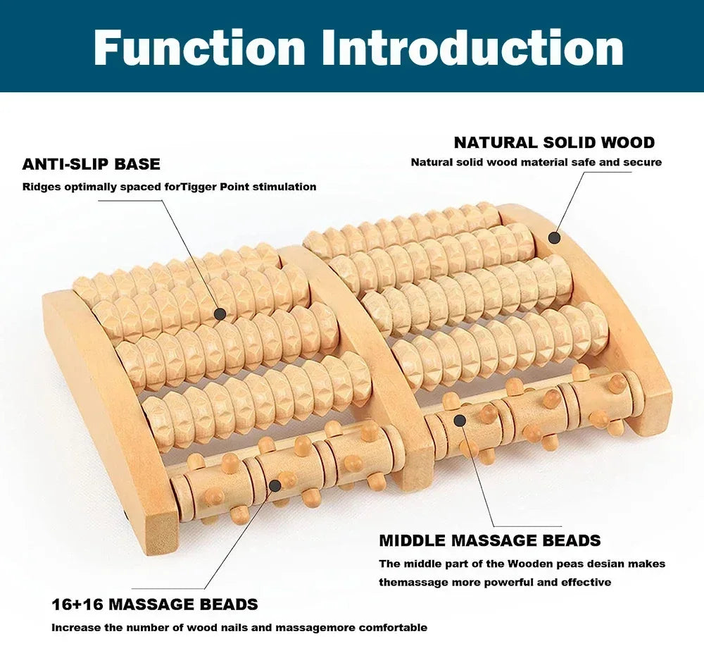 Wooden ten row large roller foot massager for hand massage  foot massager Relieves Fatigue