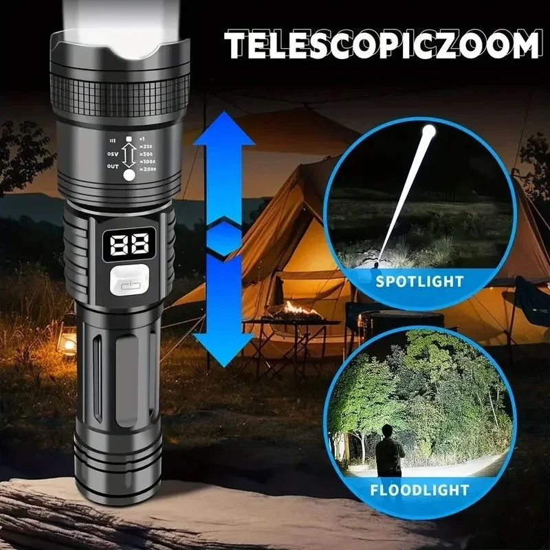 100000LM Super Bright Flashlight Rechargeable LED Torch Long Range