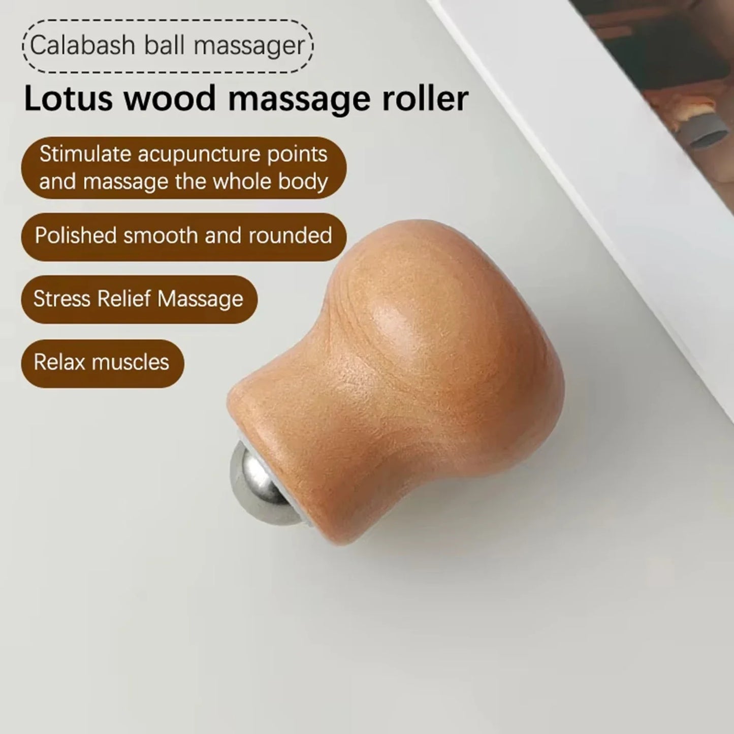 Facial Roller Mini Massager Handheld Wooden Acupressure Tool for Face Neck Shoulder