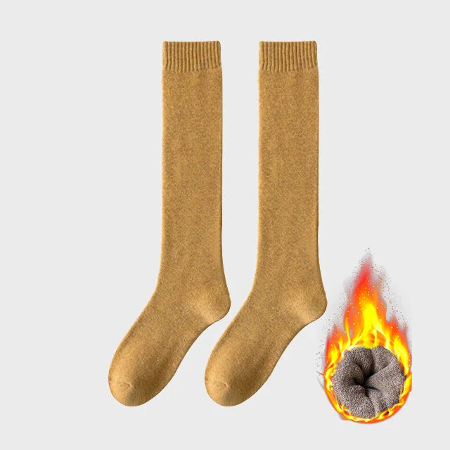 Women's Winter Warm Long Stockings Thick Thermal Cotton Terry Solid Breathable Knee High Socks