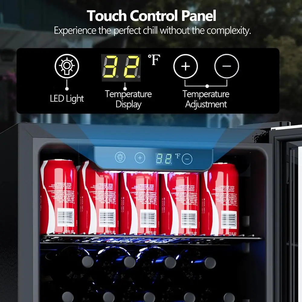 Compact 26-Bottle Wine Cooler & 130-Can Beverage Fridge with 40-61°F