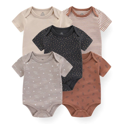 Newborn Print Cartoons Cotton Bodysuits 5Pieces Unisex