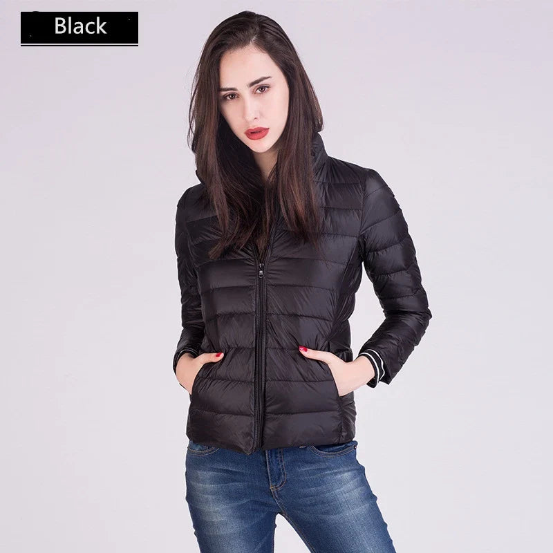 Women Ultra Lightweight Packable Travel All Season Puffer Coats Slim Fit