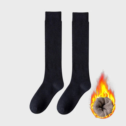 Women's Winter Warm Long Stockings Thick Thermal Cotton Terry Solid Breathable Knee High Socks