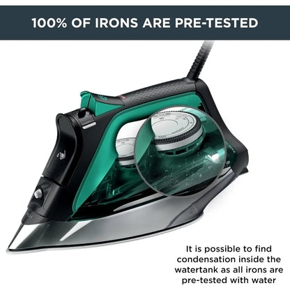 Stainless Steel Soleplate Steam Iron for Clothes, 210 g/min, 400 Microsteam Holes, Cotton, Wool, Poly, Silk, Linen