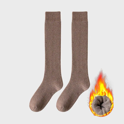 Women's Winter Warm Long Stockings Thick Thermal Cotton Terry Solid Breathable Knee High Socks