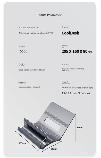 Notebook Aluminum Alloy Suspension Riser Bracket Computer iPad Tablet MacBook