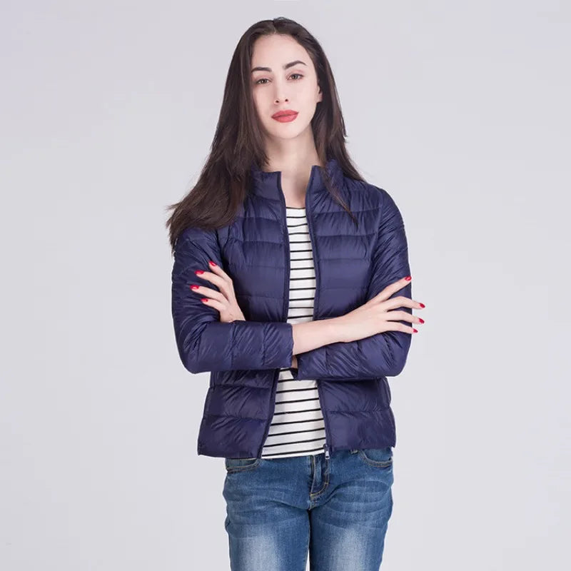 Women Ultra Lightweight Packable Travel All Season Puffer Coats Slim Fit