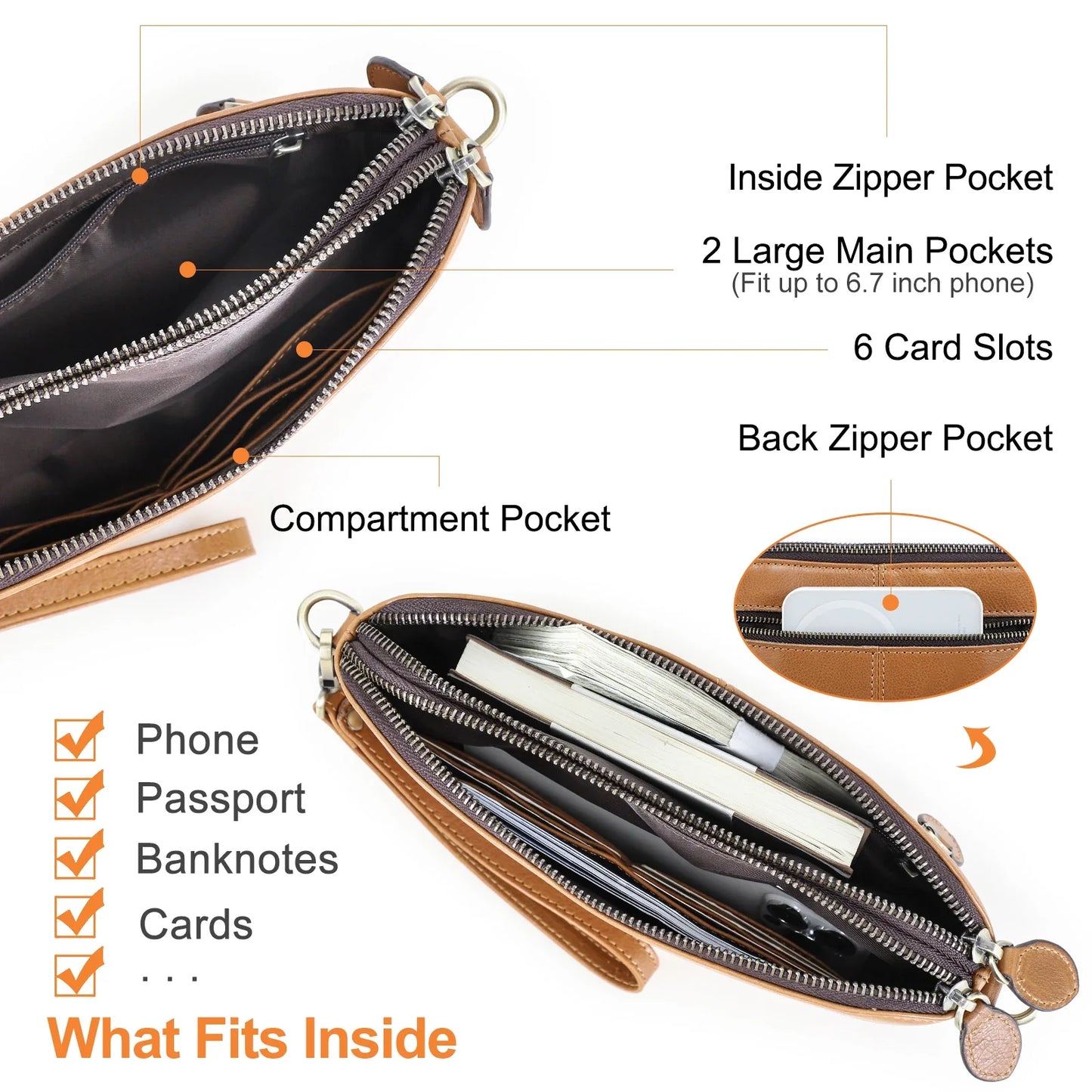 CONTACT'S Genuine Leather Sling Shoulder Bags