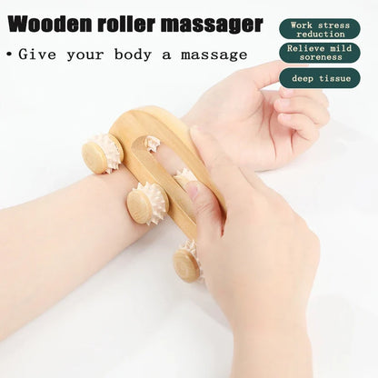 Wooden Massager Manual Roller Neck Back Waist Massage