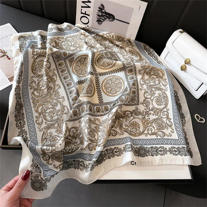 Print Luxury Pashmina Silk Scarf for Headband or Neck