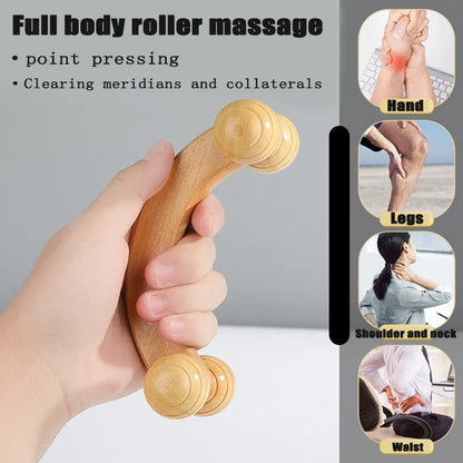 Wooden Massager Manual Roller Neck Back Waist Massage