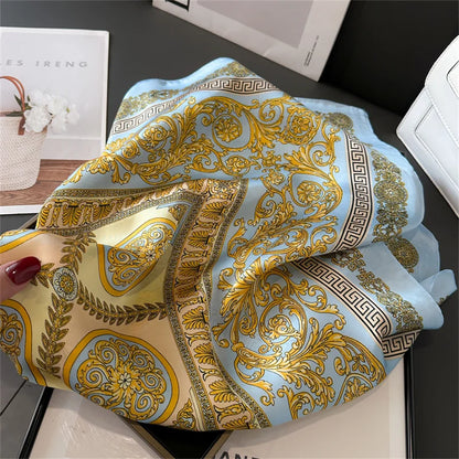 Print Luxury Pashmina Silk Scarf for Headband or Neck