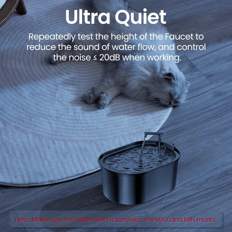 ROJECO Stainless Steel Dog Drinker Automatic Pet Drinking Fountain Smart Water Filte
