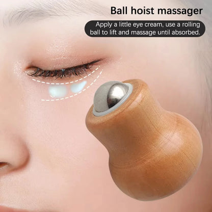 Facial Roller Mini Massager Handheld Wooden Acupressure Tool for Face Neck Shoulder