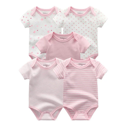 Newborn Print Cartoons Cotton Bodysuits 5Pieces Unisex