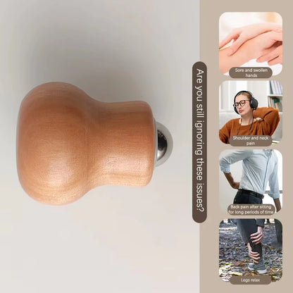 Facial Roller Mini Massager Handheld Wooden Acupressure Tool for Face Neck Shoulder
