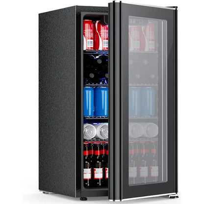 Compact 26-Bottle Wine Cooler & 130-Can Beverage Fridge with 40-61°F