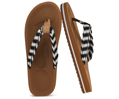 Women Thick Rubber Sole Non Slip EVA Midsole Open Toe Beach Flip Flops