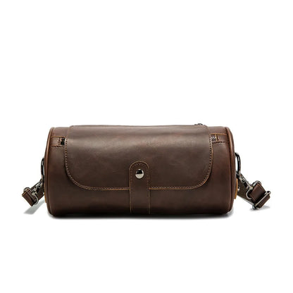 Retro Fashion Men's Crossbody Bags PU Leather Barrel-Shaped Shoulder