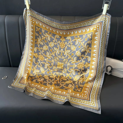 Print Luxury Pashmina Silk Scarf for Headband or Neck