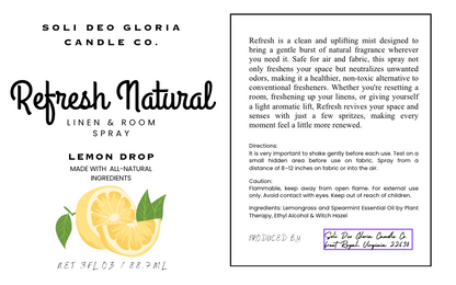 Lemon Drop Scented | Refresh Linen & Room Spray (Organic & Natural Options)